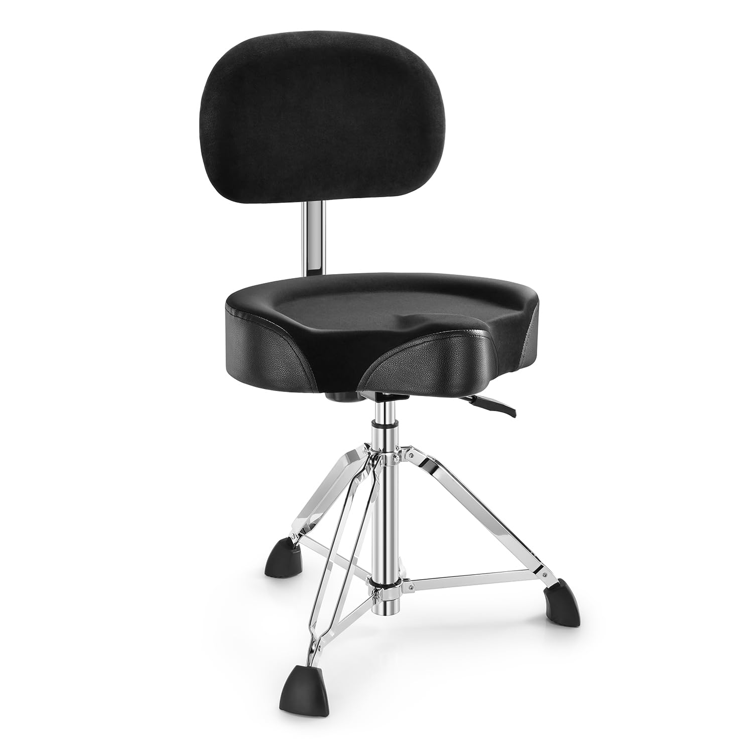 Donner Heavy Duty Hydraulic Drum Throne with Backrest - Adjustable Height Motorcycle Style Drum Seat for Adult Drummers (Black) | Perfect for Drum Practice, Live Performances & Studio Recording