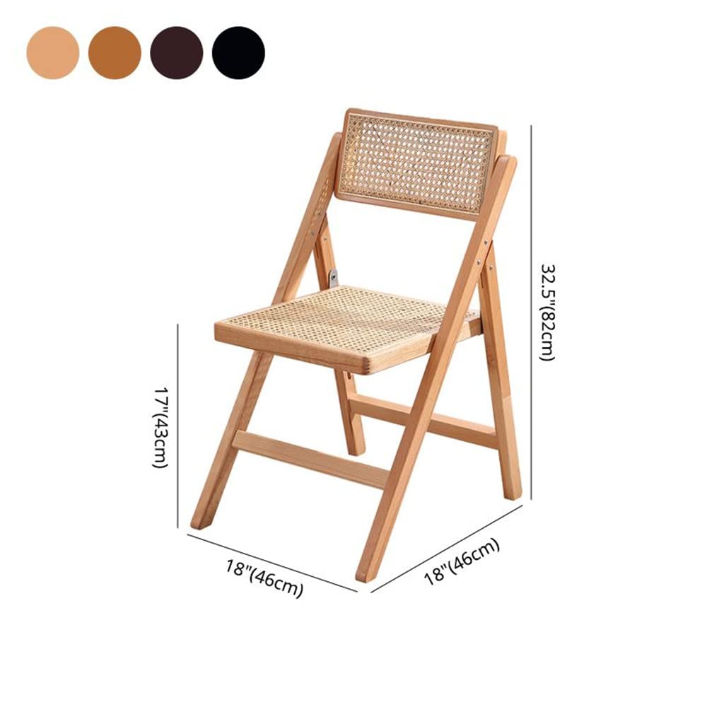NIUYAO Foldable Wooden Dining Chair with Rattan Accent - Light Wood Armless Lounge Chair for Living Room, Dining, Patio & Balcony | Perfect for Small Spaces, Outdoor Gatherings & Home Decor