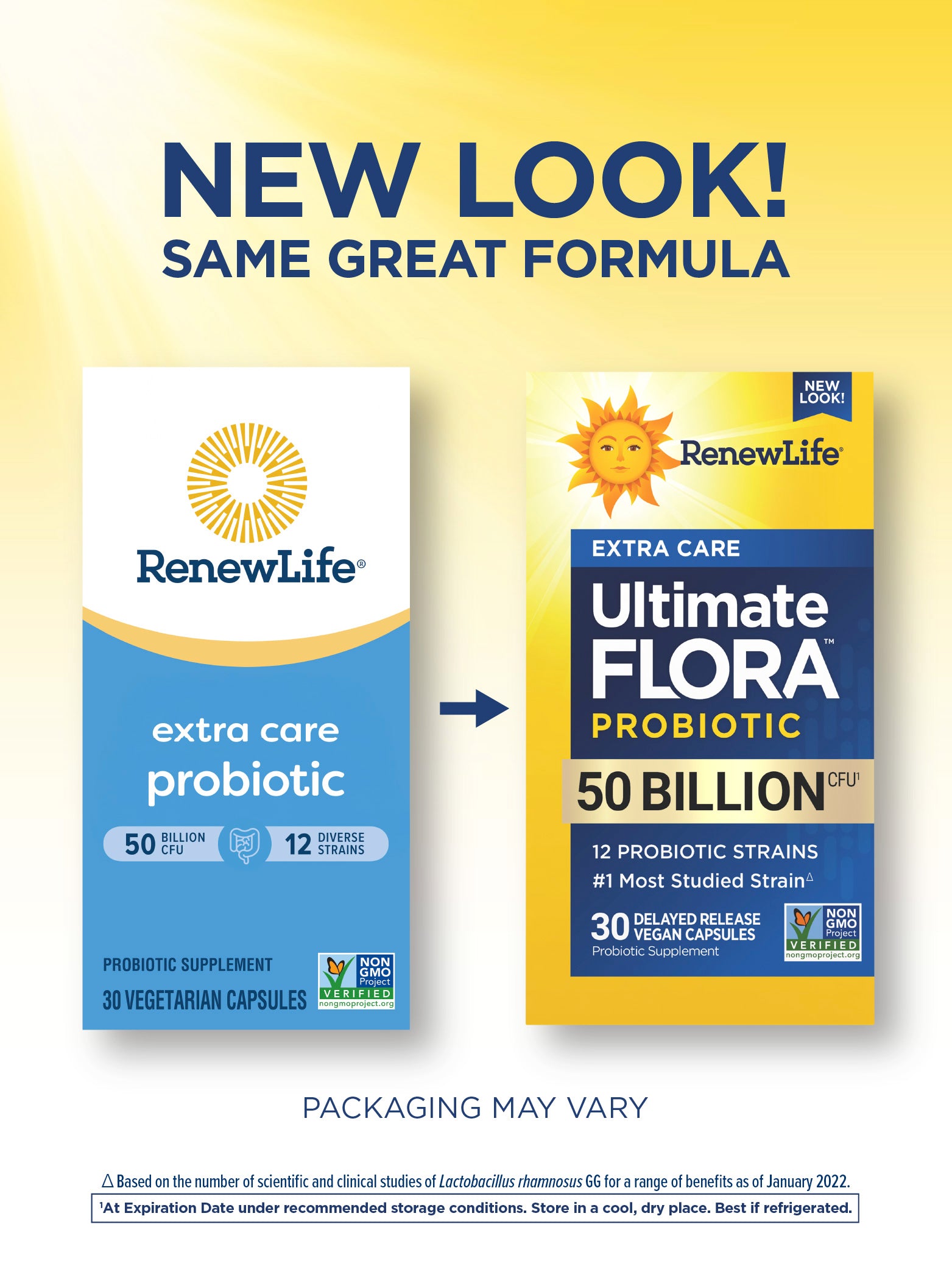 Ultimate Flora Extra Care Probiotic 50 Billion CFU - Daily Digestive & Immune Support for Women & Men - Shelf Stable, Non-GMO, Gluten-Free - Perfect for Travel & Gut Health Maintenance