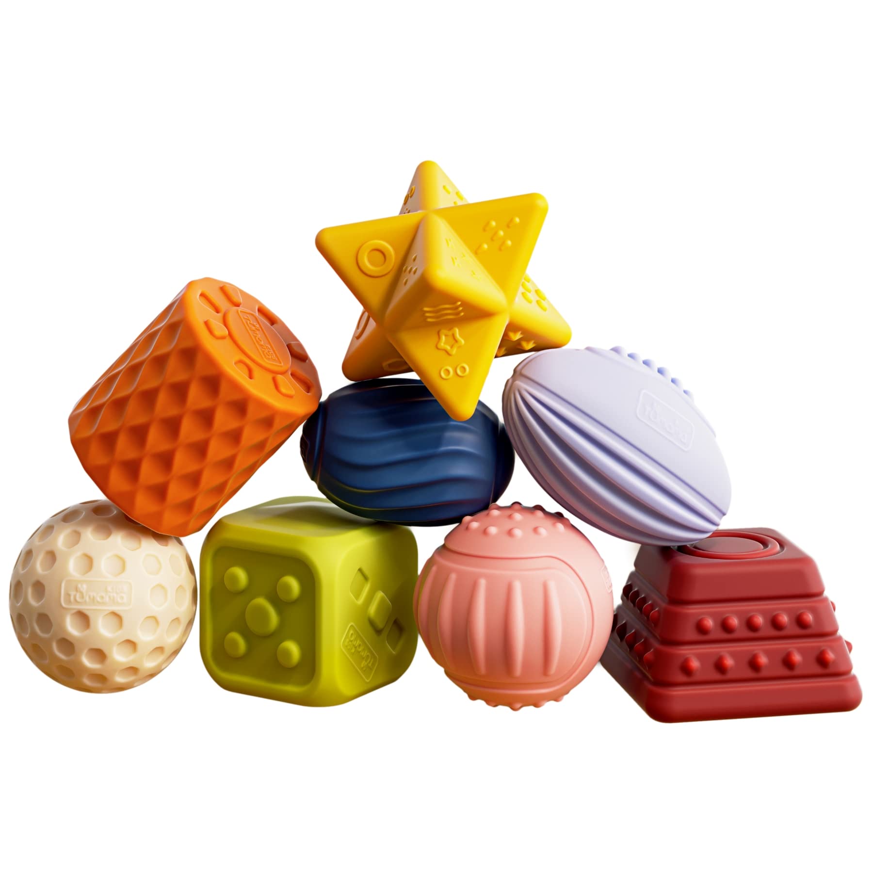 TUMAMA 8-Pack Baby Sensory Balls Set - Soft Textured Squeeze Toys for Infants 3-12 Months | Montessori Learning & Easter Gift | Perfect for Tummy Time, Sensory Play & Early Childhood Development