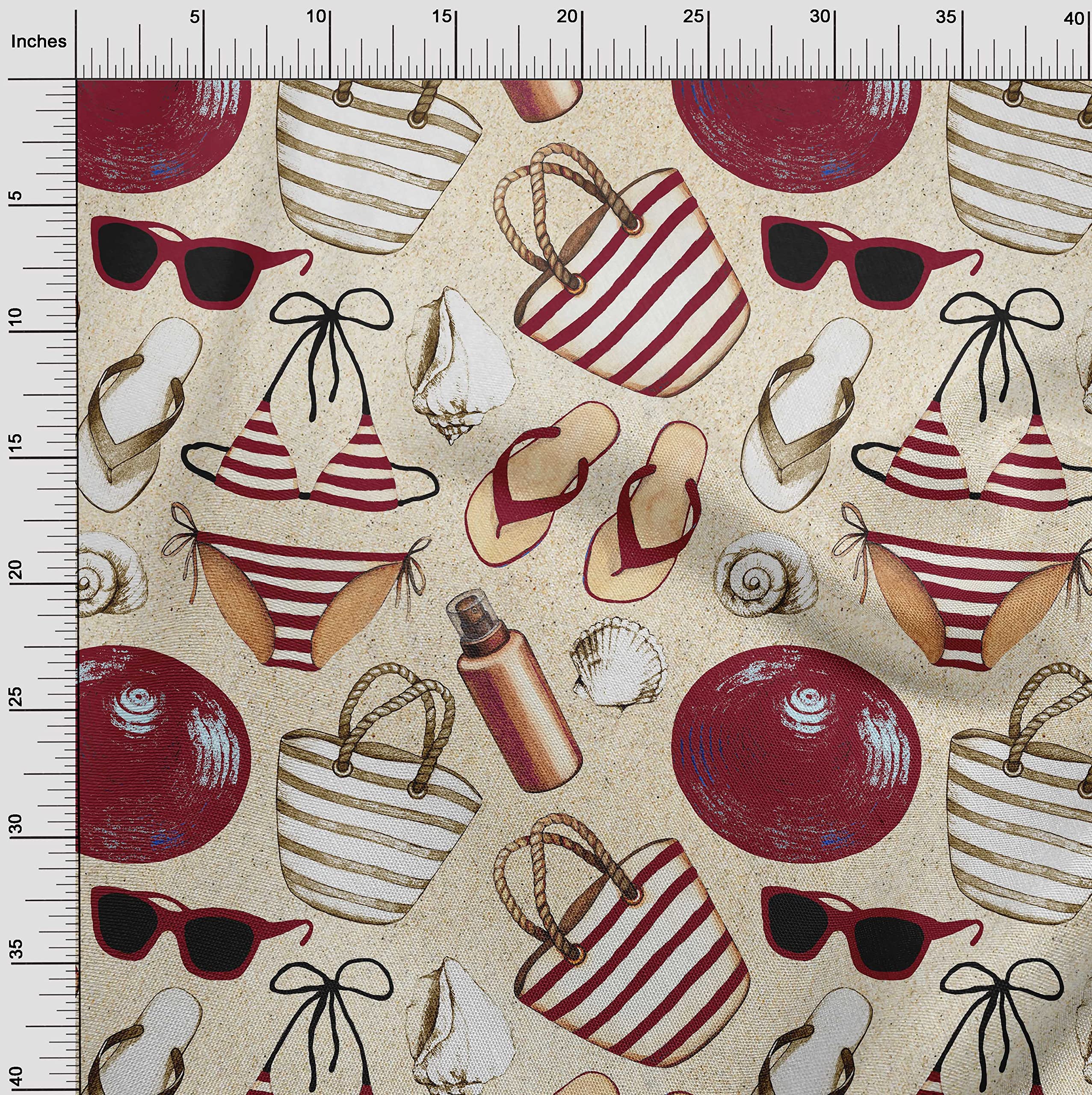 oneOone Velvet Maroon Fabric by The Yard - 58 Inch Wide Printed DIY Sewing Material for Beachwear, Dresses & Home Decor | Soft Textile for Clothing, Crafts & Upholstery Projects