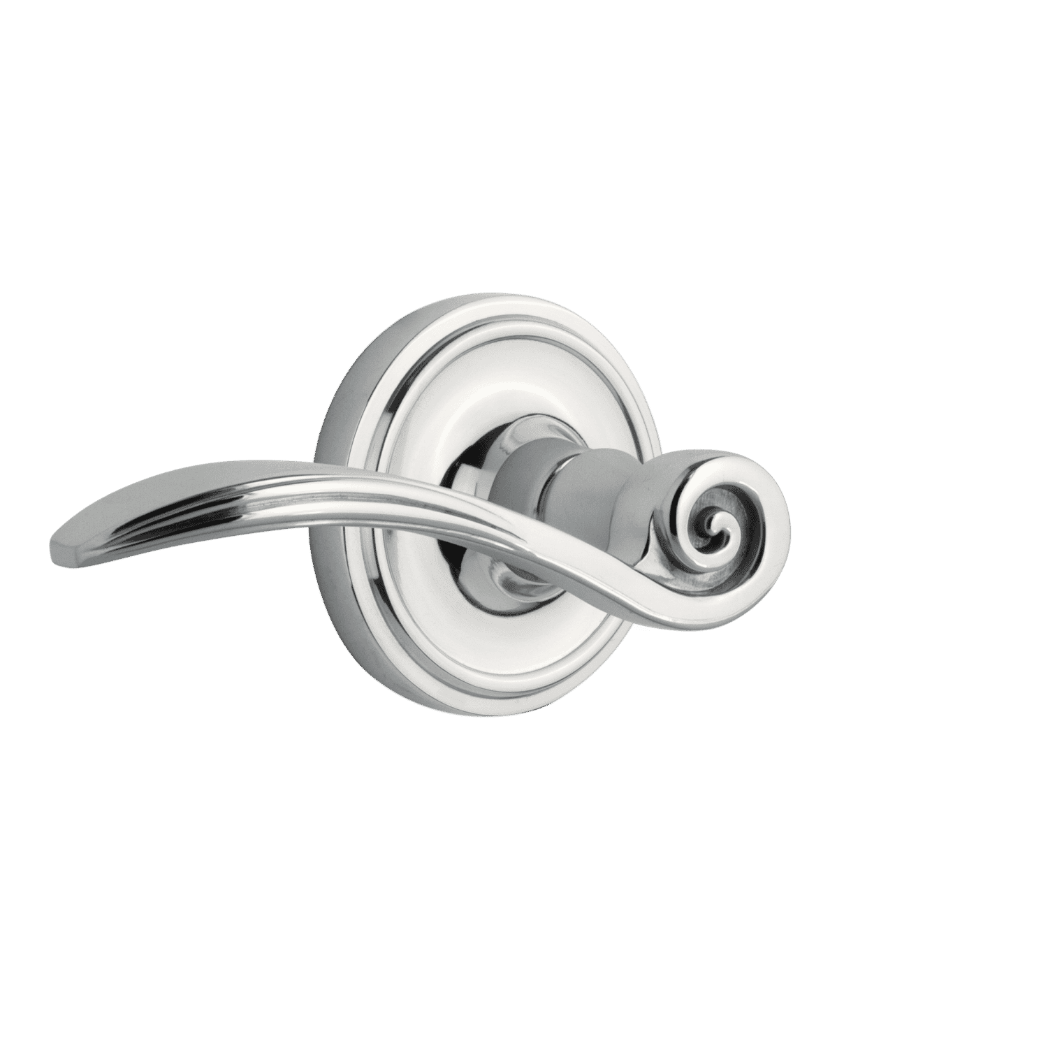 Elegant Classic Rosette with Swan Lever in Bright Chrome - Perfect for Vintage Door Hardware & Cabinet Knobs