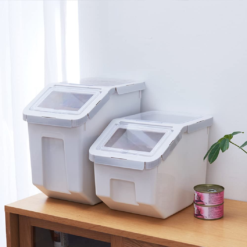 Airtight 22lbs Pet Food Storage Container - Sealed Dry Food Dispenser for Dog, Cat, Bird & Fish - BPA-Free Plastic Bin with Locking Lid - Perfect for Kitchen, Pantry & Pet Feeding Area (Gray)