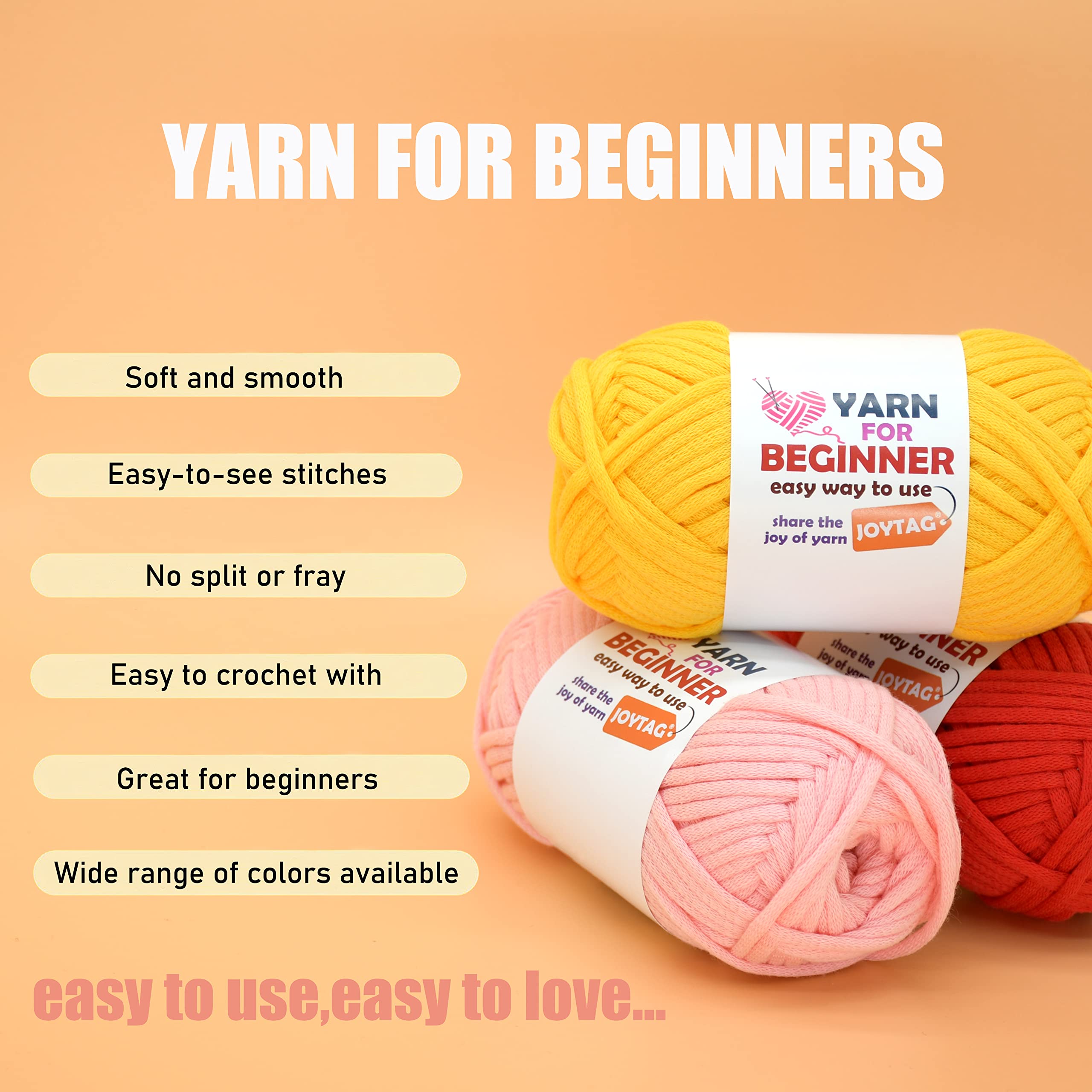 8 Pack Beginner Crochet Yarn Kit - Soft Cotton Yarn in Blue, Green, Yellow & Red (8x50g) for Easy Crocheting & Knitting with Visible Stitches - Perfect for DIY Crafts, Baby Blankets & Amigurumi Projects