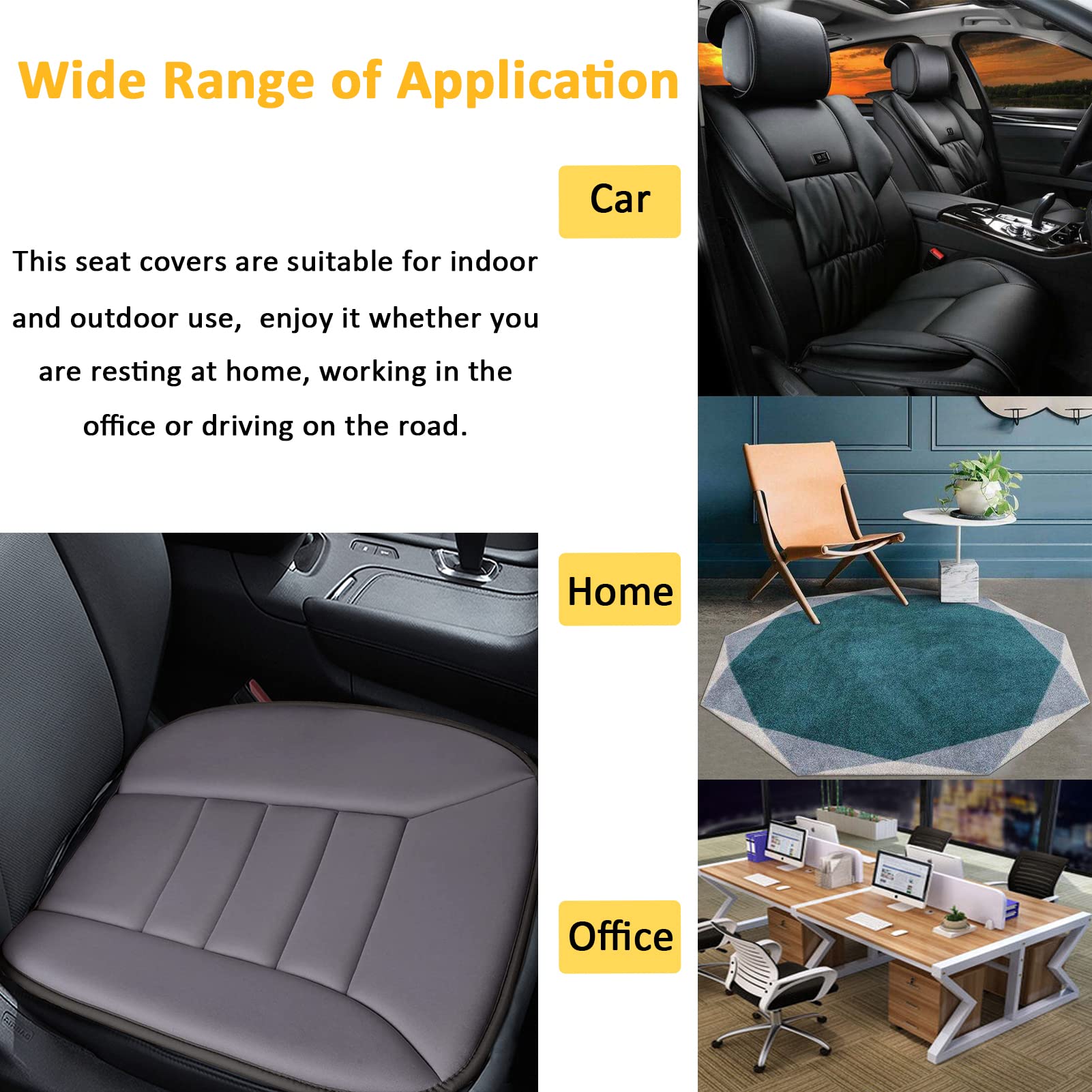 Big Ant Memory Foam Car Seat Cushion - Orthopedic Pain Relief & Comfort Support for Office, Home & Car Use - Gray Seat Protector Pad (Perfect for Long Drives, Desk Work & Back Pain Relief)