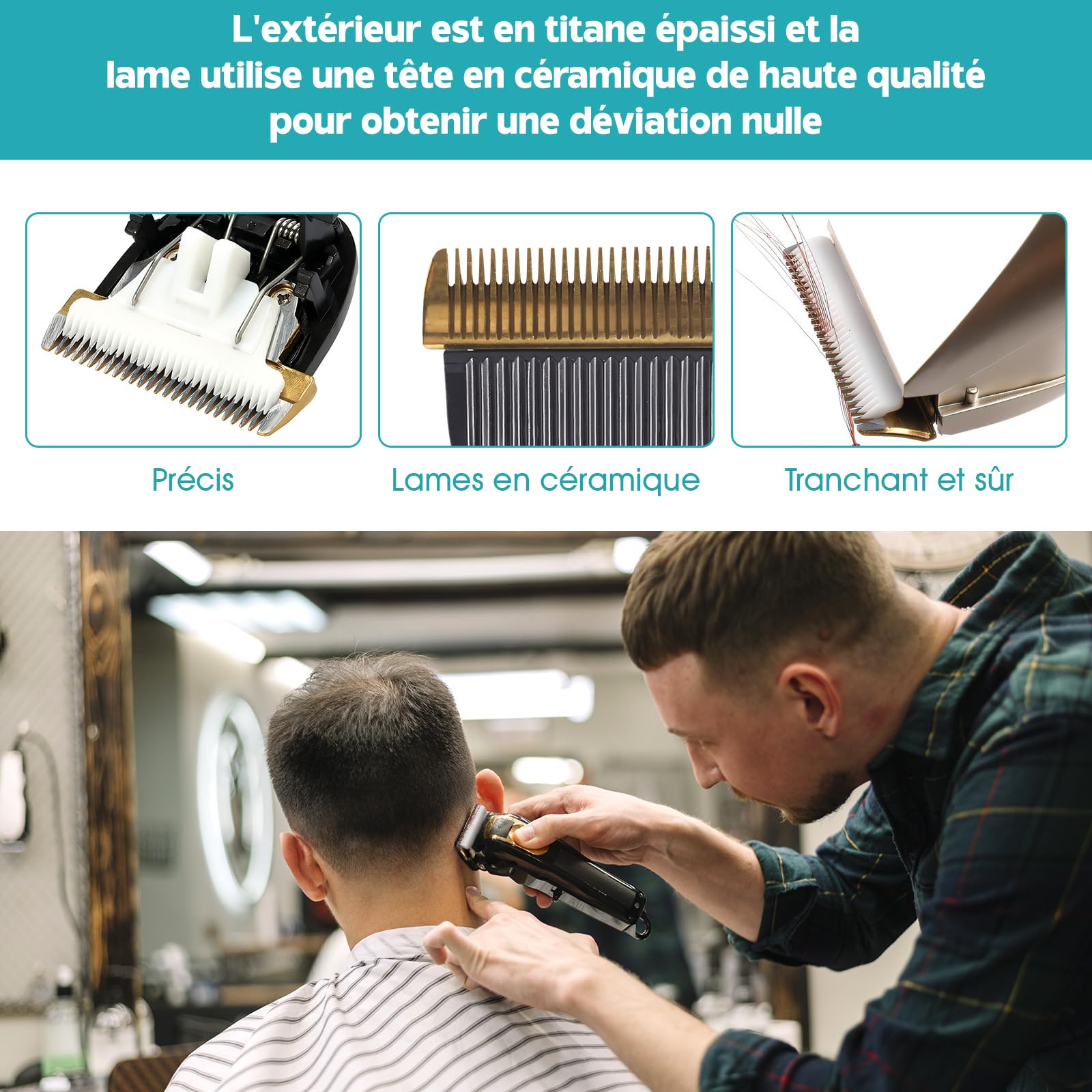 Professional 24-Tooth Ceramic Hair Clipper Replacement Head - Barber Grade Hair Cutting Blade for Home & Salon Use - Perfect for Fades, Buzz Cuts & Beard Trimming