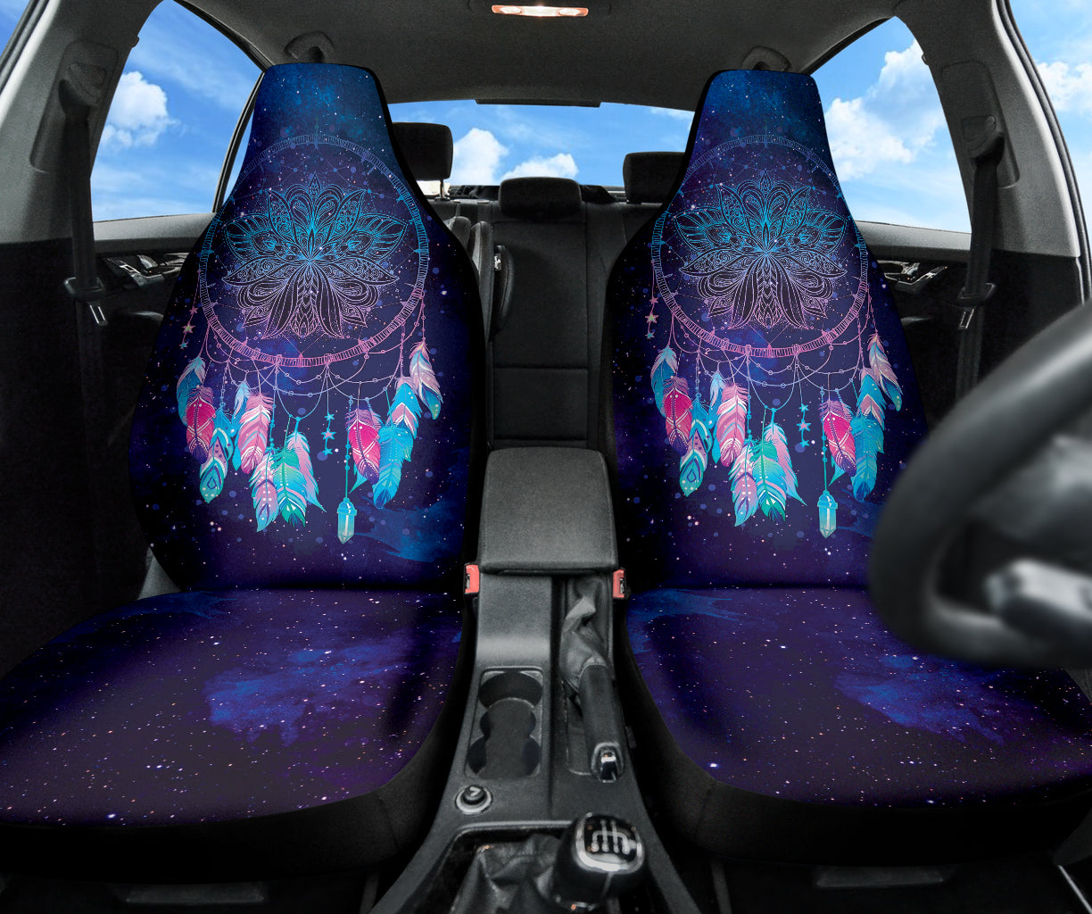 Boho Galaxy Dreamcatcher Car Seat Covers for Cars - Stylish & Protective Car Accessories for Women, Men - Perfect for Road Trips, Daily Commute & Boho Decor