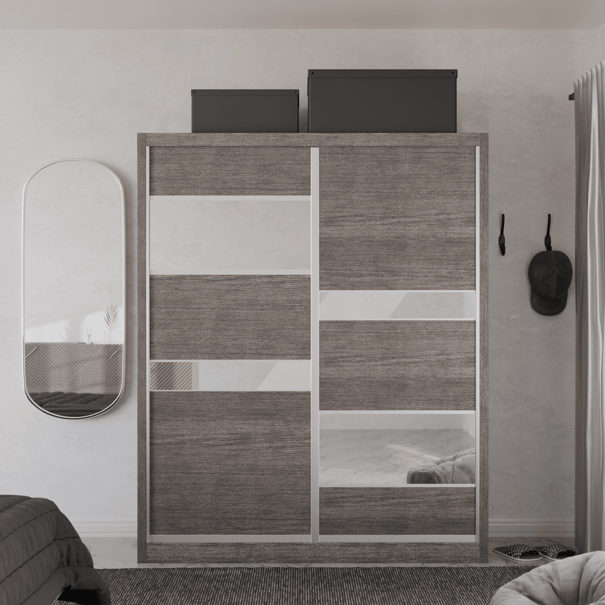 Micasa Modular Wardrobe W05 - Customizable Closet Organizer System with Sliding Doors & Shelves for Bedroom, Walk-in Closet, and Dorm Room Storage Solutions