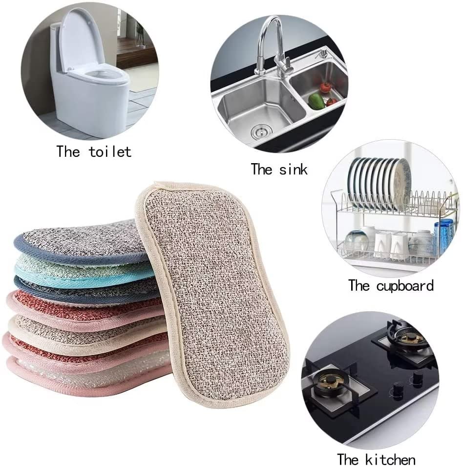12-Pack Heavy Duty Kitchen Sponges - Double Sided Non-Scratch Microfiber Sponge for Scrubbing Dishes, Pots & Pans | Reusable & Durable for Effortless Cleaning | Perfect for Daily Kitchen Use, Dishwashing & Cookware Maintenance