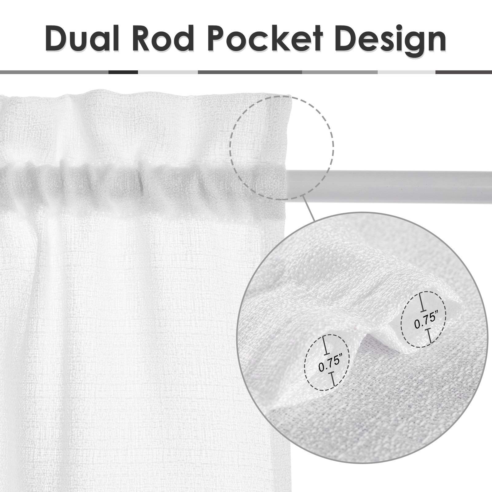 Melodieux White Semi-Sheer French Door Curtains 40 Inch Length - Linen Look Voile Drapes for Front Door, Patio & Sliding Glass Doors (25x40 Inches, 2 Panels) - Perfect for Living Room, Bedroom & Home Decor