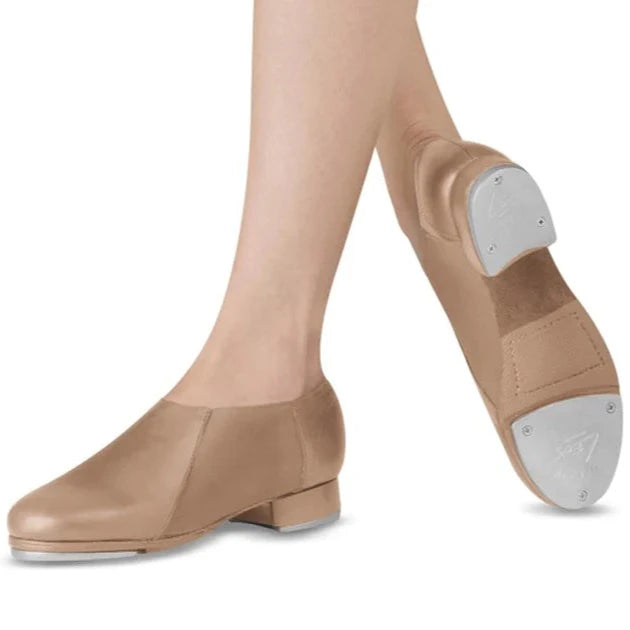 Women's Tan Slip-On Jazz Tap Shoes for Dance Performances - Comfortable Leather Ballet Shoes for Tap Dancing, Jazz, and Stage Shows