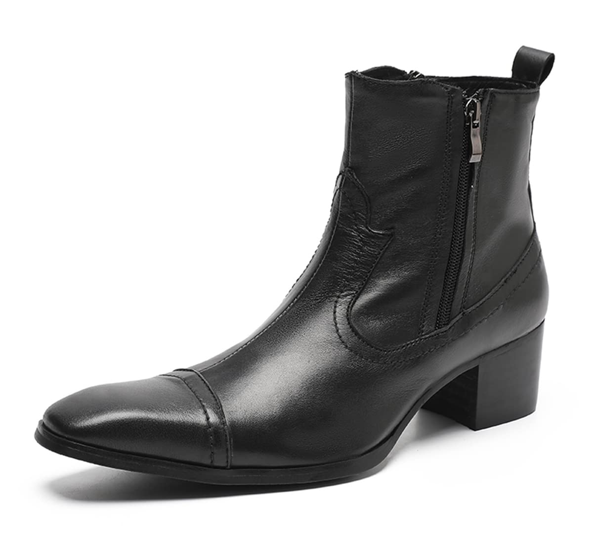 Men's Black Leather Boots for Office, Casual, Party & Night Out - Stylish Dress Shoes for Work, Bar, Singer & Leisure Wear - Perfect for Business, Social Events & Everyday Comfort