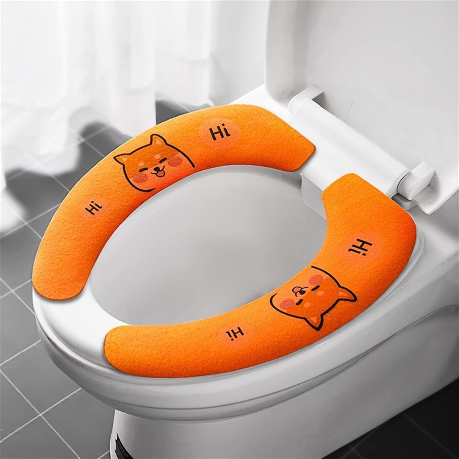 4Pcs Washable Toilet Seat Covers - Printed Non-Slip Bathroom Stickers, Universal Cut-Out Design for All Toilet Seats, Home Decor & Bathroom Upgrade - Perfect for Apartments, Hotels, and Guest Bathrooms