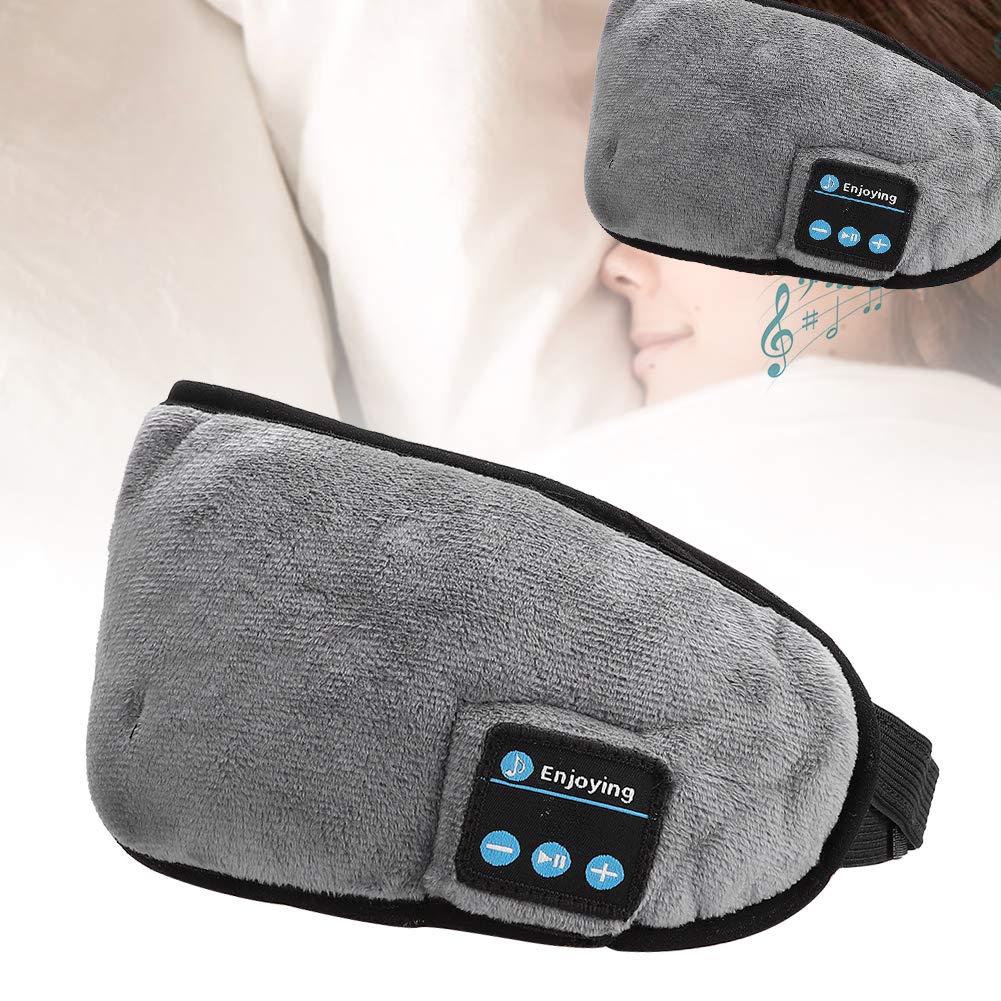 Bluetooth 5.0 Sleep Headphones Headband with Eye Mask - Wireless Music Headphones for Sleeping, Travel & Relaxation - Soft Comfortable Sleep Mask for Side Sleepers (Gray) - Perfect for Airplane, Meditation & Nighttime Use