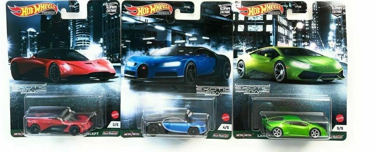 Hot Wheels Car Culture 2021 Exotic Envy 5-Piece Collector's Set - Diecast Model Cars for Display, Gifts & Racing Play - Perfect for Car Enthusiasts & Kids' Toy Collections
