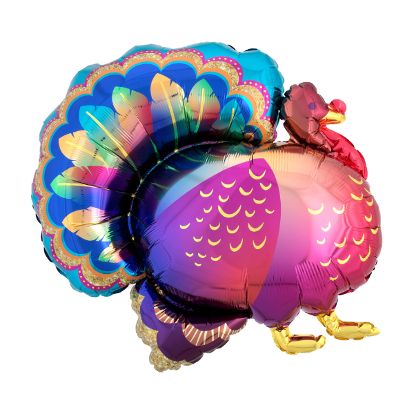18 Inch Glitter Turkey Decoration - Sparkling Holiday Table Centerpiece for Thanksgiving, Christmas & Fall Home Decor