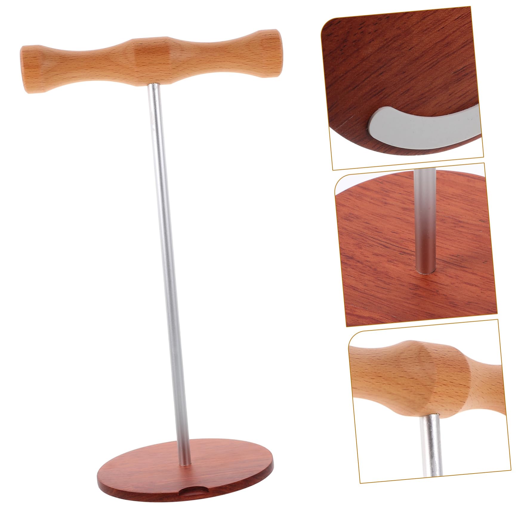 Premium Wooden Headphone Stand with Metal Rod - Elegant Display Holder for Headphones & Earphones - Perfect for Home, Office & Gaming Setup