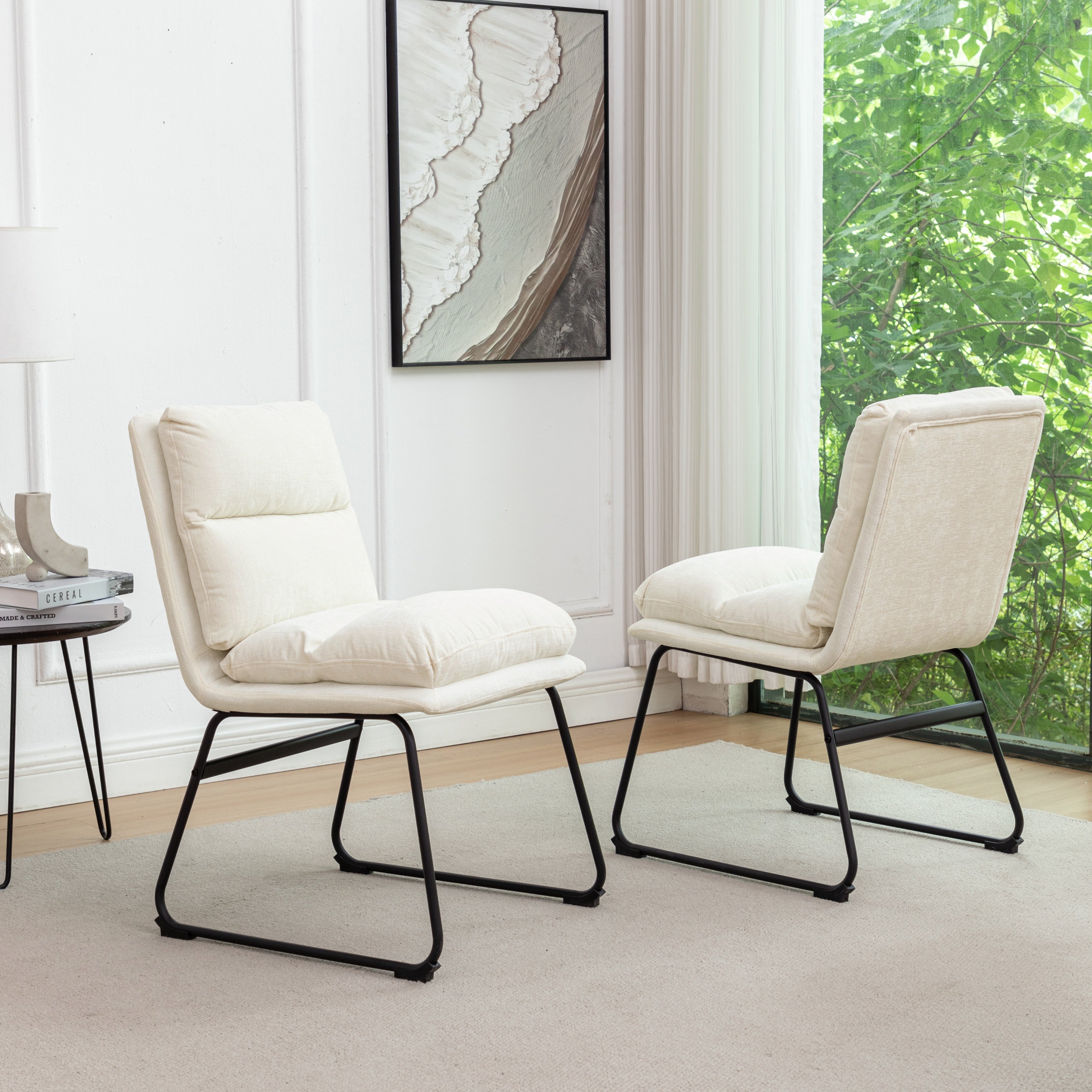 Roundhill Furniture Milos Modern Upholstered Dining Chairs Set of 2 - Comfortable Kitchen & Dining Room Seating for Home & Restaurant Use