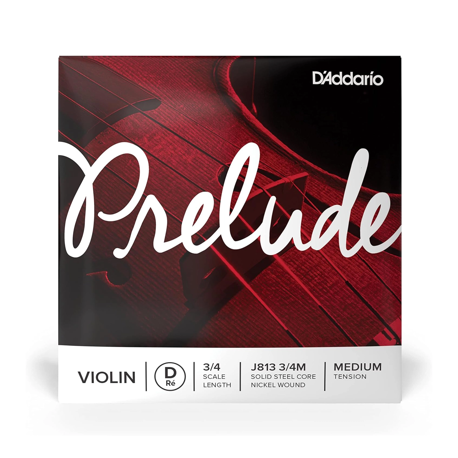D'Addario Prelude Violin D String for 3/4 Size Violin - Medium Tension Single String Replacement - Perfect for Student Practice & Orchestra Performances