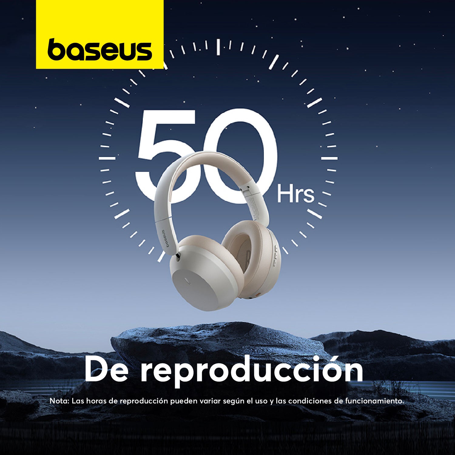 Baseus Bass 35 Max Wireless Bluetooth Headphones with Deep Bass - White | Perfect for Gym, Travel & Workout