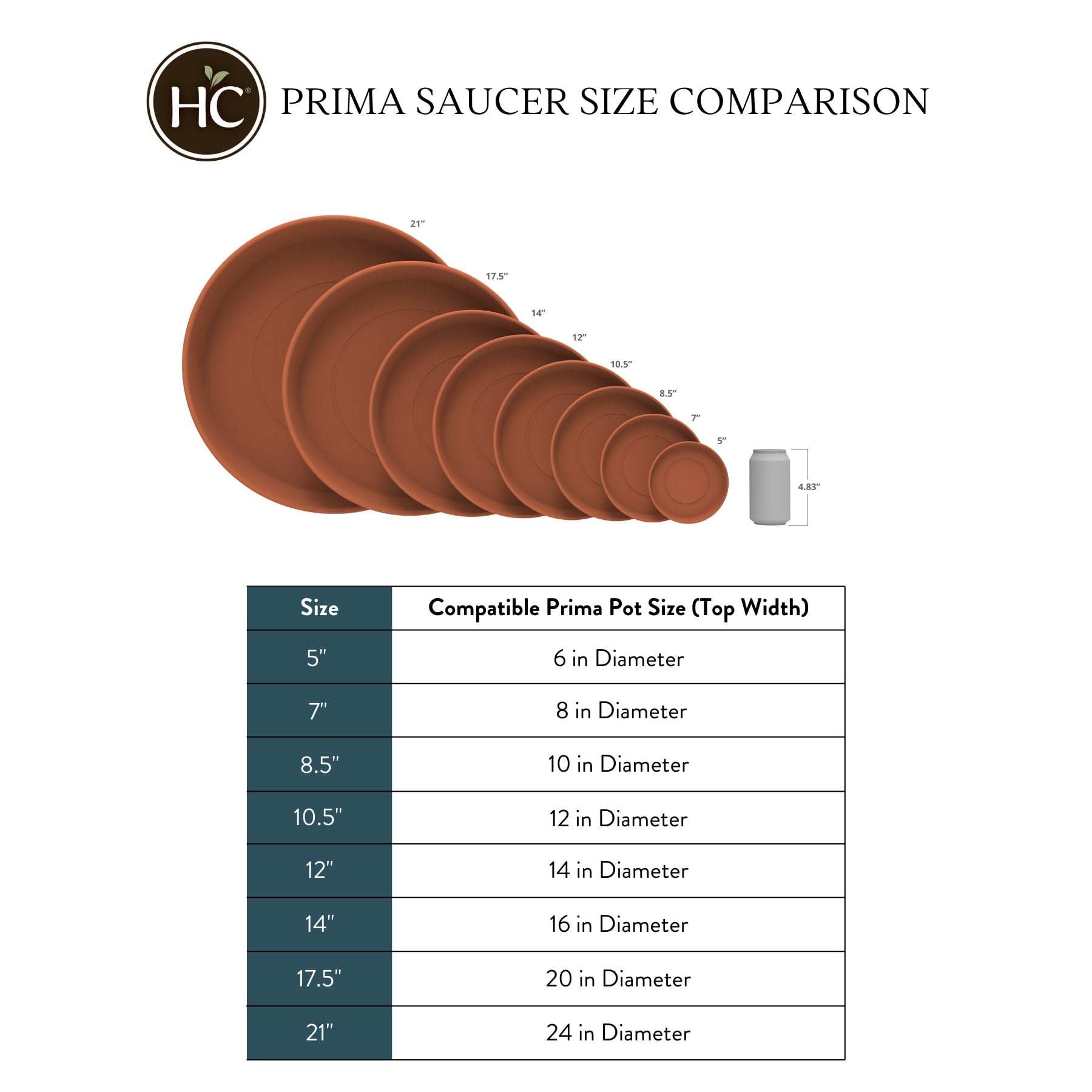 HC Companies Round Prima Flower Pot Saucers - 17.5 Inch Plastic Plant Drip Trays for Indoor & Outdoor Use - Durable Plant Pot Drainage Saucer in Cappuccino (Pack of 1) - Perfect for Potted Plants, Garden Decor, and Water Protection