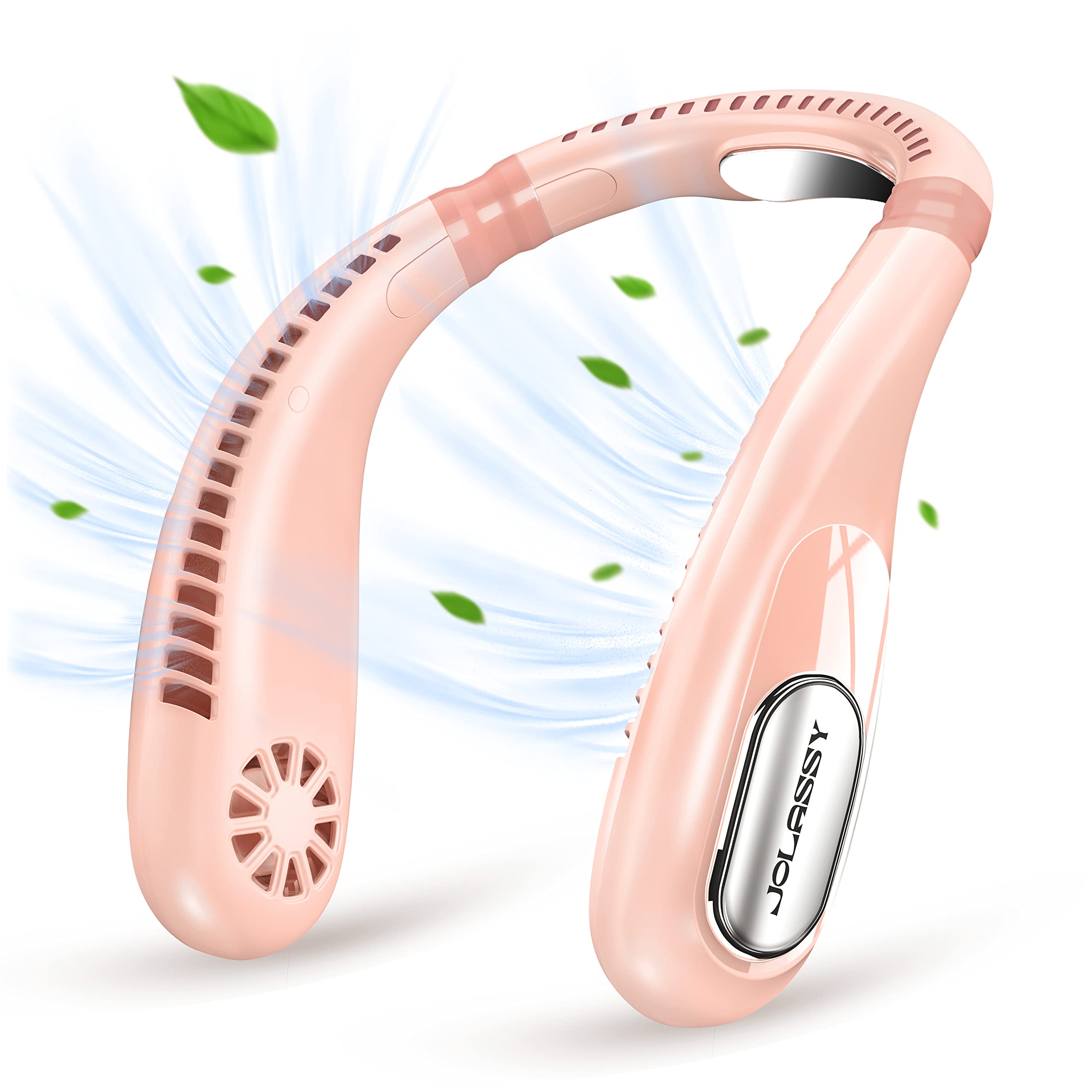 Portable Neck Fan 6000mAh Rechargeable - Hands Free Personal Cooling Fan with 3 Speed Settings, Ultra Quiet Bladeless Design - Wearable Sports Fan for Gym, Office, Travel & Outdoor Activities (Pink)