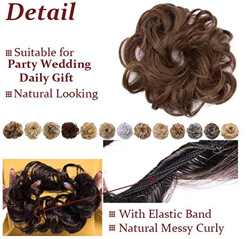 Majik Synthetic Messy Bun Hairpiece - Curly Bun Extension & Ruffle Scrunchie for Women & Girls (Black) | Perfect for Everyday Wear, Parties & Special Occasions
