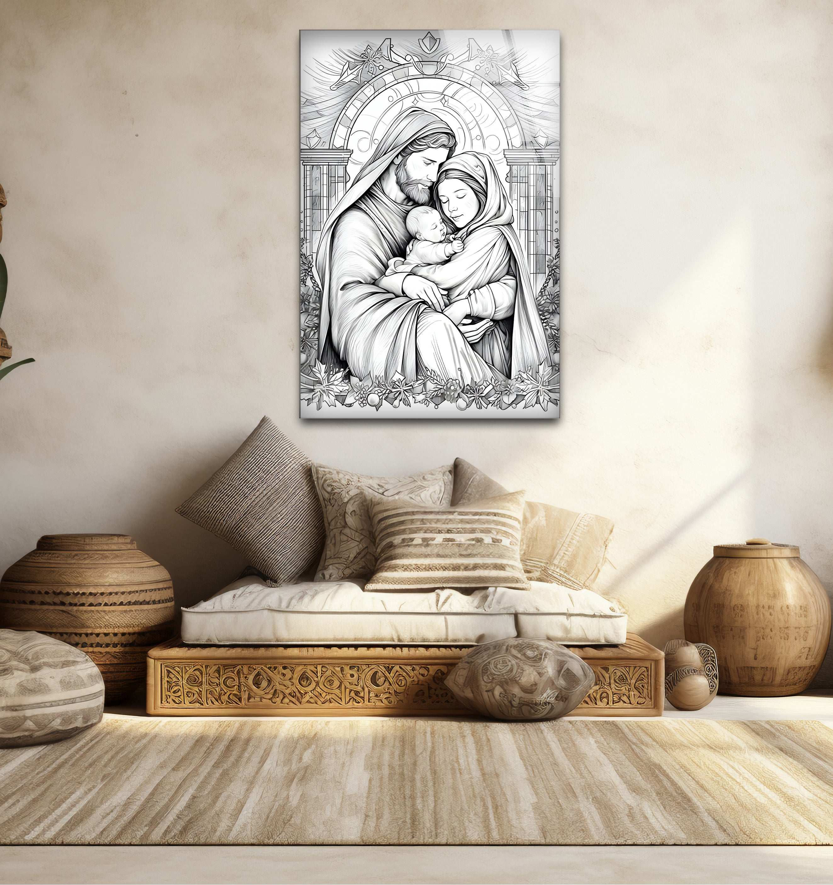 Black & White Christmas Soul Glass Wall Art - Elegant Holiday Home Decor for Living Room, Bedroom & Office - Perfect Gift for Christmas & Winter Season