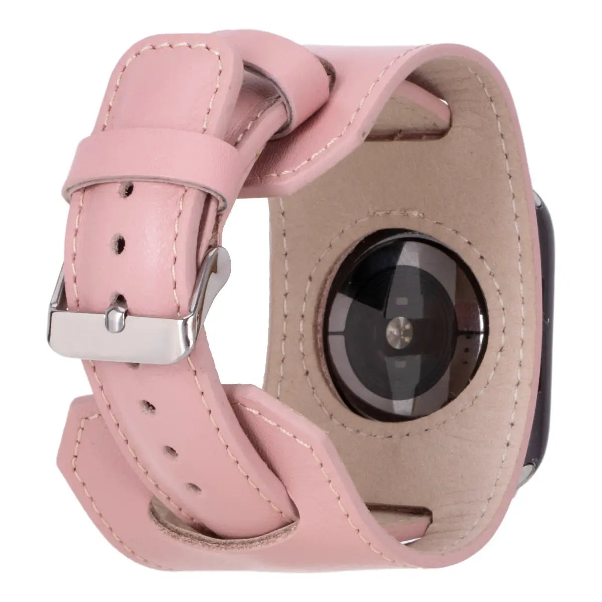 Pink Leather Cuff Strap for Apple Watch - Stylish & Comfortable Wristband for Women, Compatible with All Apple Watch Models - Perfect for Workouts, Office & Everyday Fashion Accessory