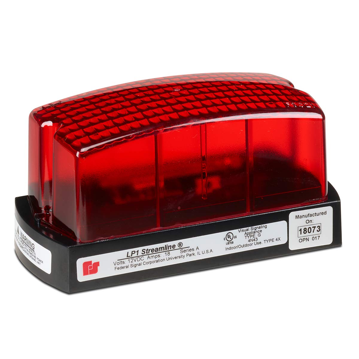 Federal Signal Low Profile Red Strobe Warning Light - High Visibility Safety Beacon for Emergency Vehicles & Construction Sites