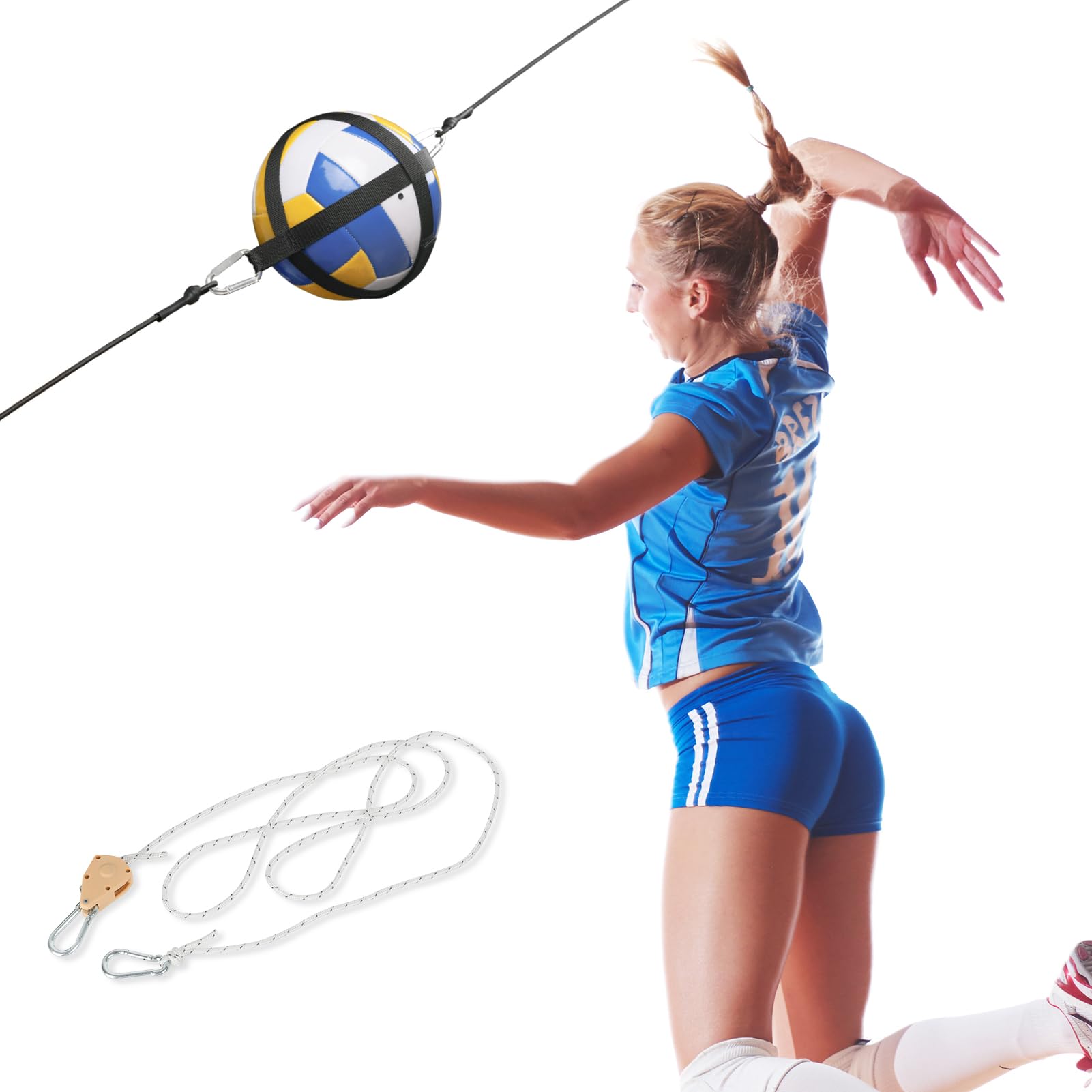 **Adjustable High Elasticity Volleyball Spike Trainer - Solo Spiking & Serving Practice Equipment for Beginners & Pros | Volleyball Training Aid System | Perfect for Indoor & Outdoor Drills, Team Practice & Gifts**