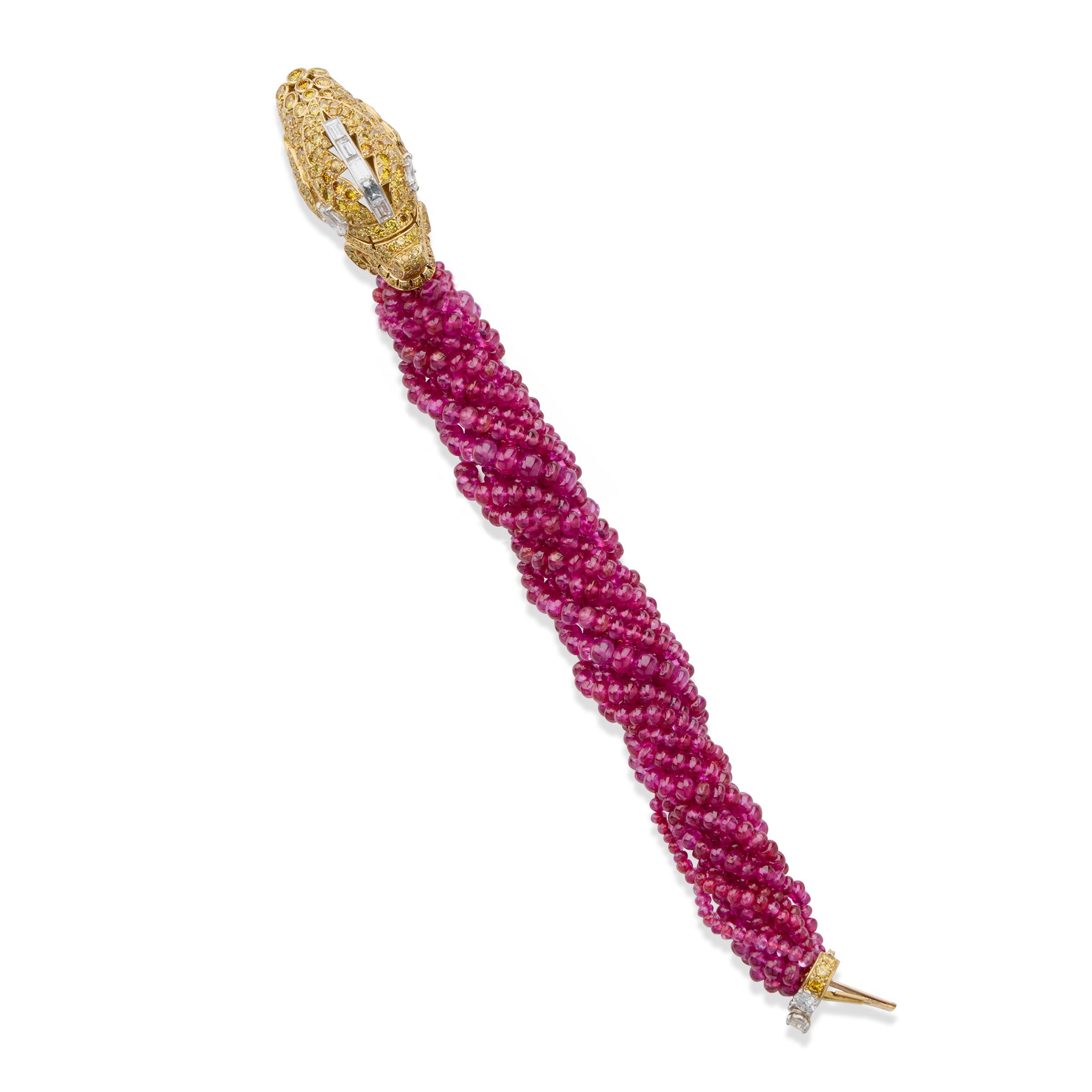 Cartier Paris Diamond & Ruby Chimera Head Bracelet - Luxury Jewelry for Women, Elegant Gift for Special Occasions