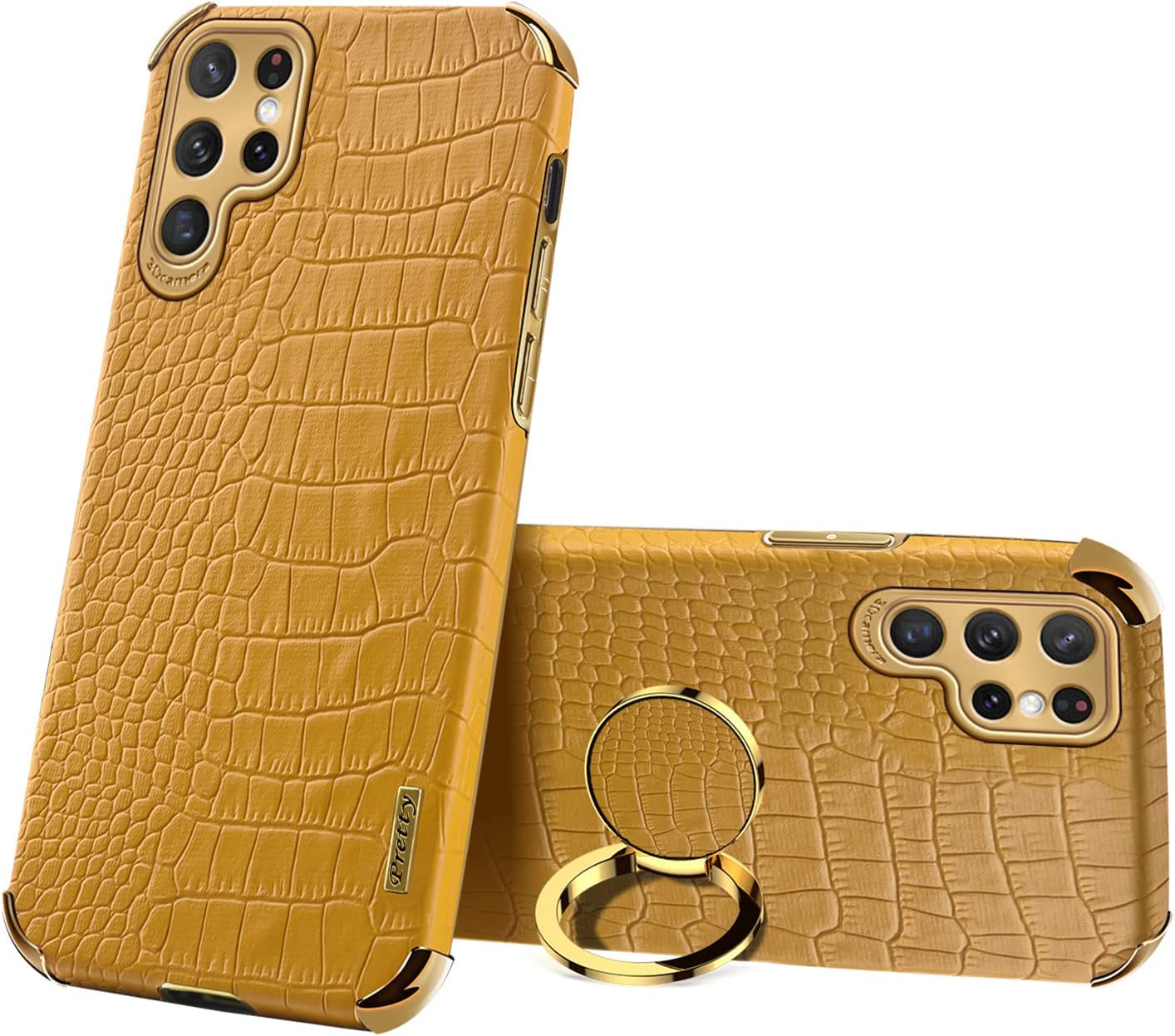 Samsung Galaxy S23 Plus Phone Case with Ring Holder - Premium Crocodile Pattern Design for Secure Grip & Convenient Stand - Perfect for Work, Travel, and Daily Use