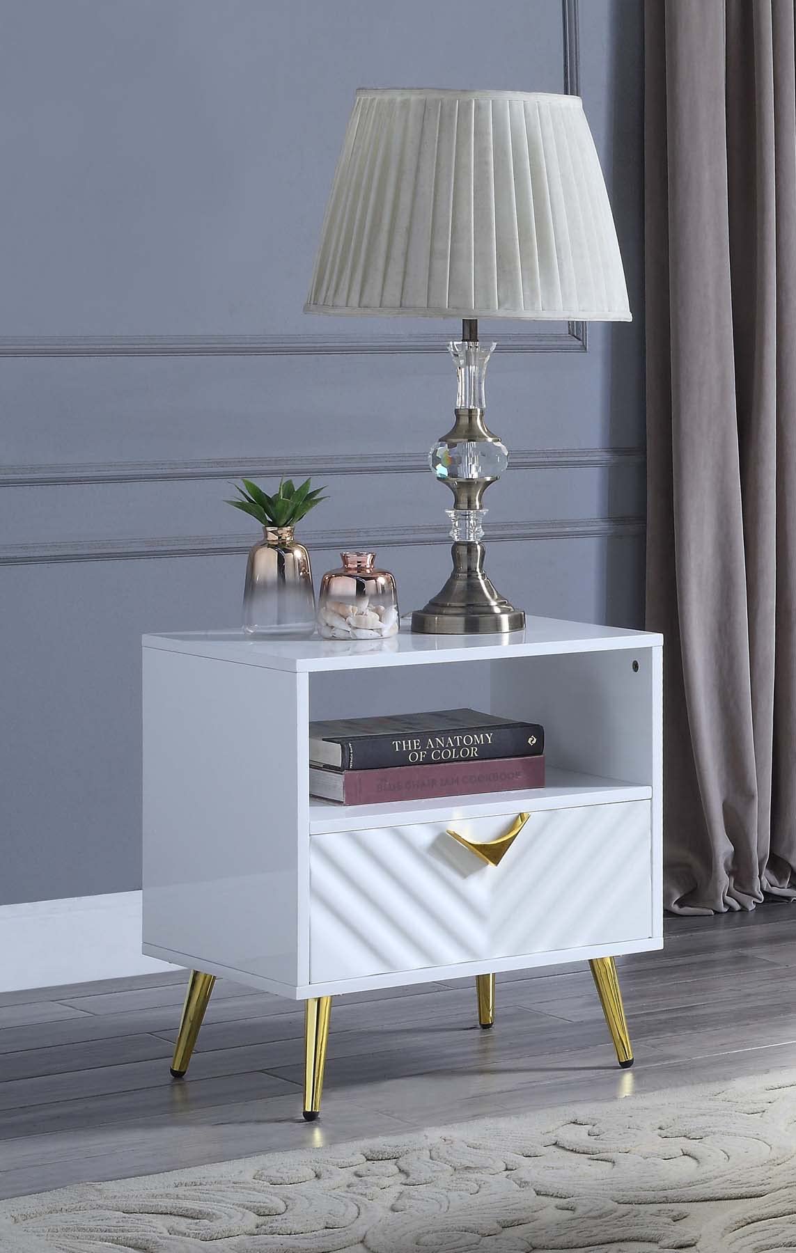 White Wooden End Table with Storage Shelf - Modern Living Room & Bedside Nightstand - ACME Furniture for Home Decor & Organization