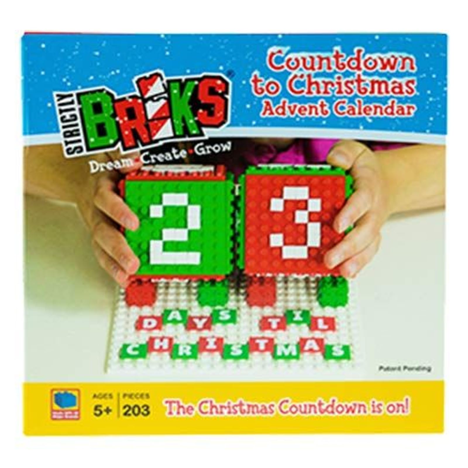 Strictly Briks 24-Day Advent Calendar Set - 713 Pieces, LEGO Compatible Building Blocks with Baseplates, 1x1 Pixels & 3D Briks | STEM Educational Toy for Kids | Perfect for Christmas Countdown, Holiday Decor & Creative Play