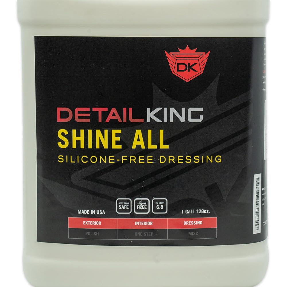 Detail King Shine All Non-Silicone Interior Dressing & Tire Shine - Gallon | Silicone-Free Car Plastic Restorer & Dashboard Cleaner | Safe for Auto Detailing & Body Shops | Perfect for Cars, Trucks & Motorcycles