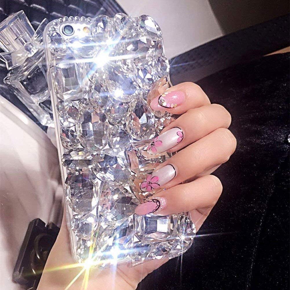 Sparkling 3D Handmade Crystal Diamond Bling Case for TCL Stylus 5G (2022 Model) - Full White Luxury Protective Cover | Perfect for Parties, Weddings & Special Occasions