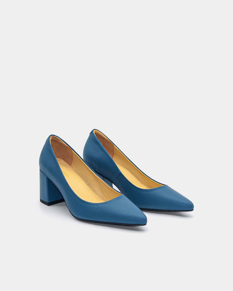 Blue K Leather Block Heel Pumps for Women - Comfortable Office Work Shoes & Stylish Dress Pumps for Party, Wedding & Business Events