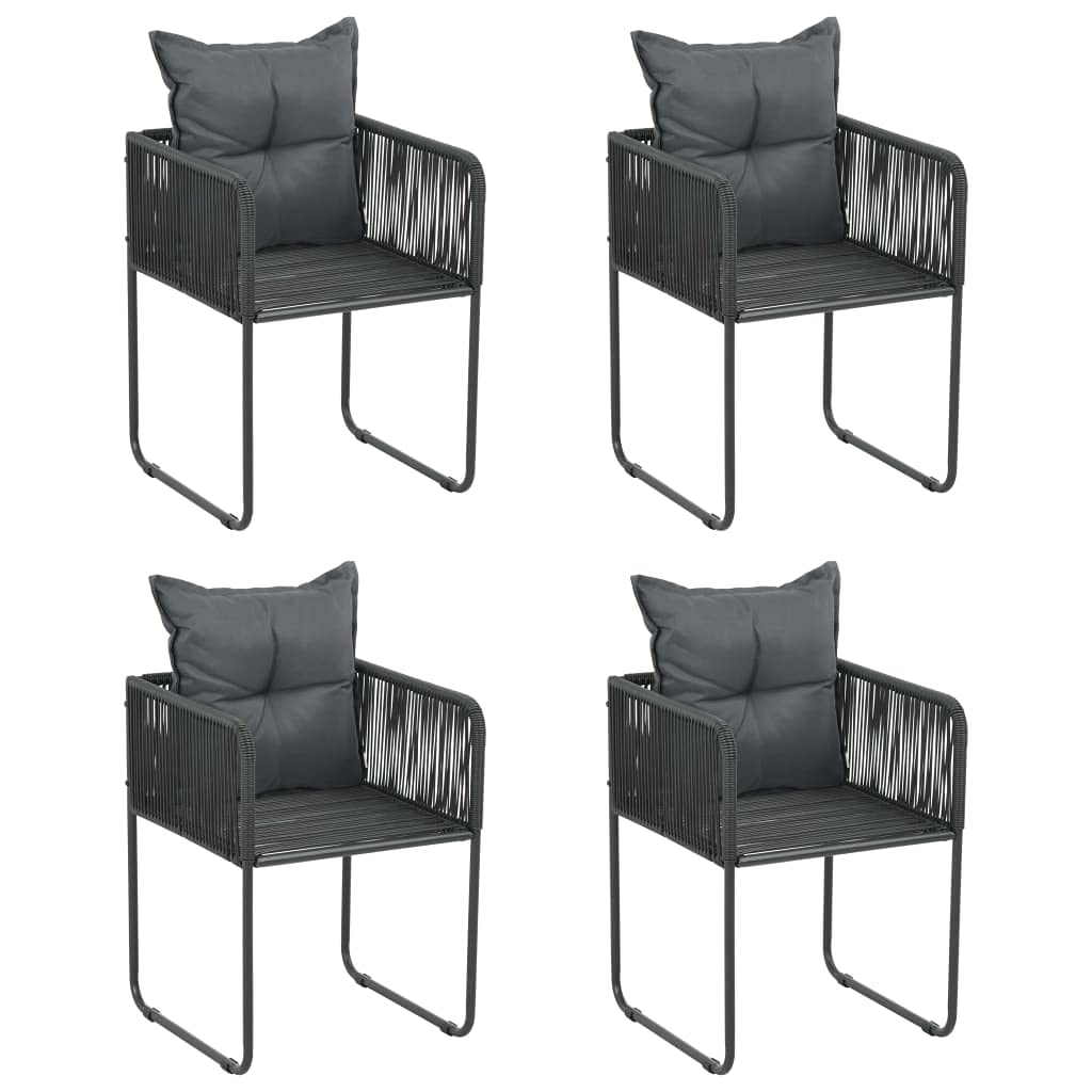 **Esenlong 4-Piece Stackable Outdoor Patio Chairs with Pillows - Weather-Resistant Poly Rattan Black Garden Furniture for Deck, Backyard, Lawn & Porch - Perfect for Relaxing, Entertaining & Outdoor Dining**