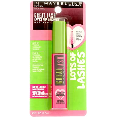 Maybelline New York Great Lash Lots of Lashes Washable Mascara - Very Black 0.43oz (3-Pack) | Volumizing & Lengthening for Dramatic Eye Look | Perfect for Daily Wear, Parties & Special Occasions