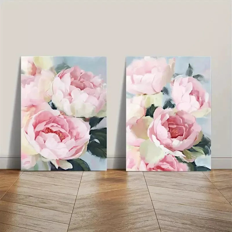 2PCS Pink Floral Canvas Wall Art - 50x75cm Framed Soft Tone Decorative Painting | High Quality Print | 100% Australian Made | Ready to Hang | Perfect for Living Room, Bedroom & Office Decor