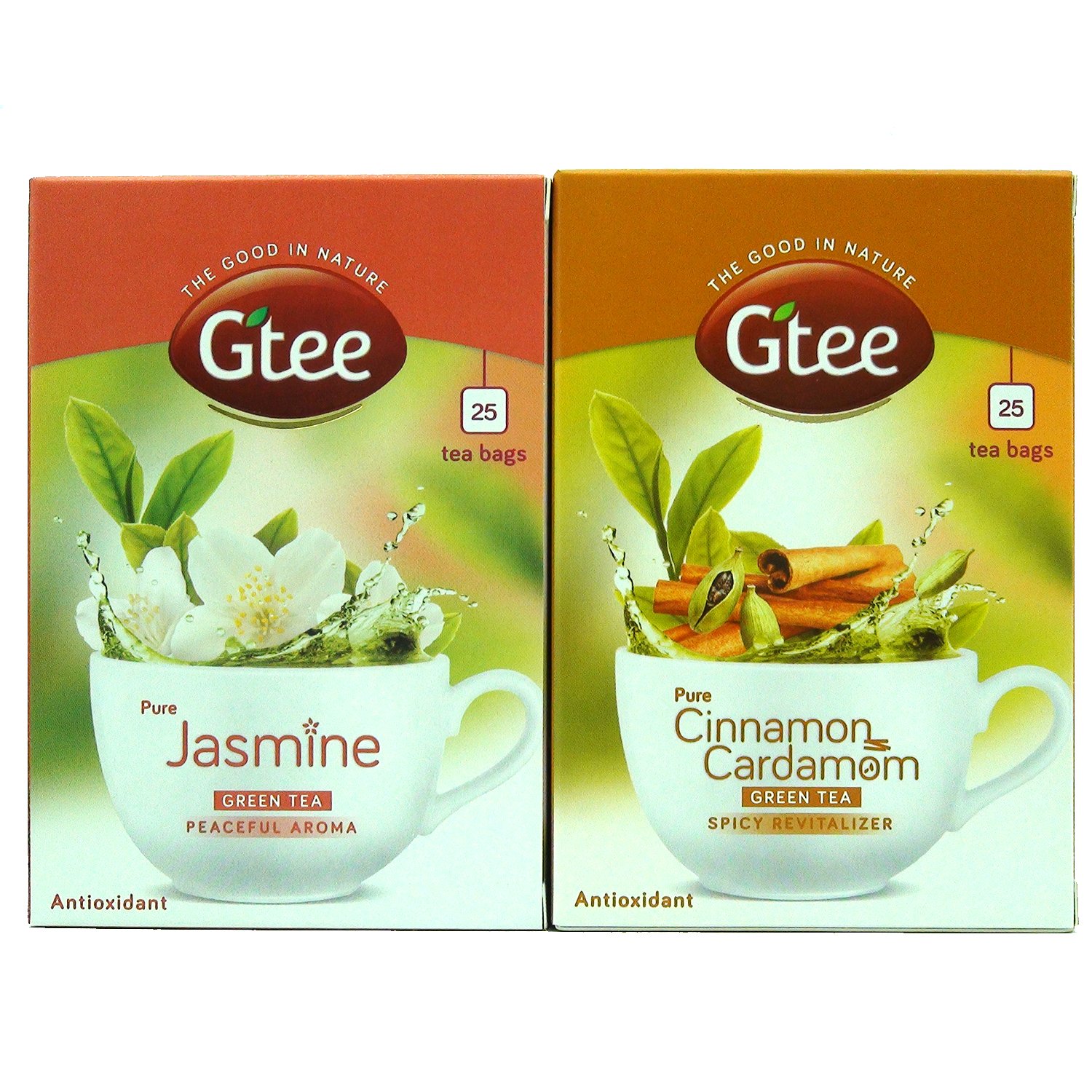 Premium Jasmine & Green Tea Bags with Cinnamon & Cardamom - 50 Count (2 Packs of 25) - Organic Herbal Tea for Relaxation, Detox & Weight Loss - Perfect for Morning Boost, Afternoon Refreshment & Evening Wind Down