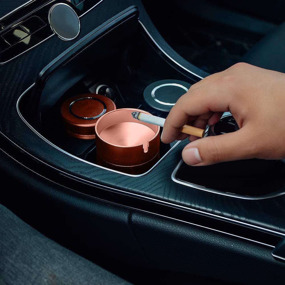 Portable Windproof Aluminum Alloy Smokeless Ashtray with Lid - Detachable Car Holder & Outdoor Cigarette Ashtray for Home, Patio, Table Decor | Perfect for Travel, Camping & Car Use