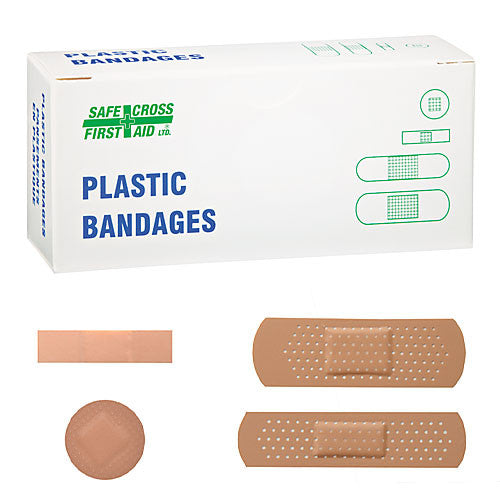 Waterproof Plastic Bandages - Assorted Sizes (50 Count/Box) for First Aid, Cuts, Scrapes & Minor Wounds - Ideal for Home, Office, Travel & Emergency Kits