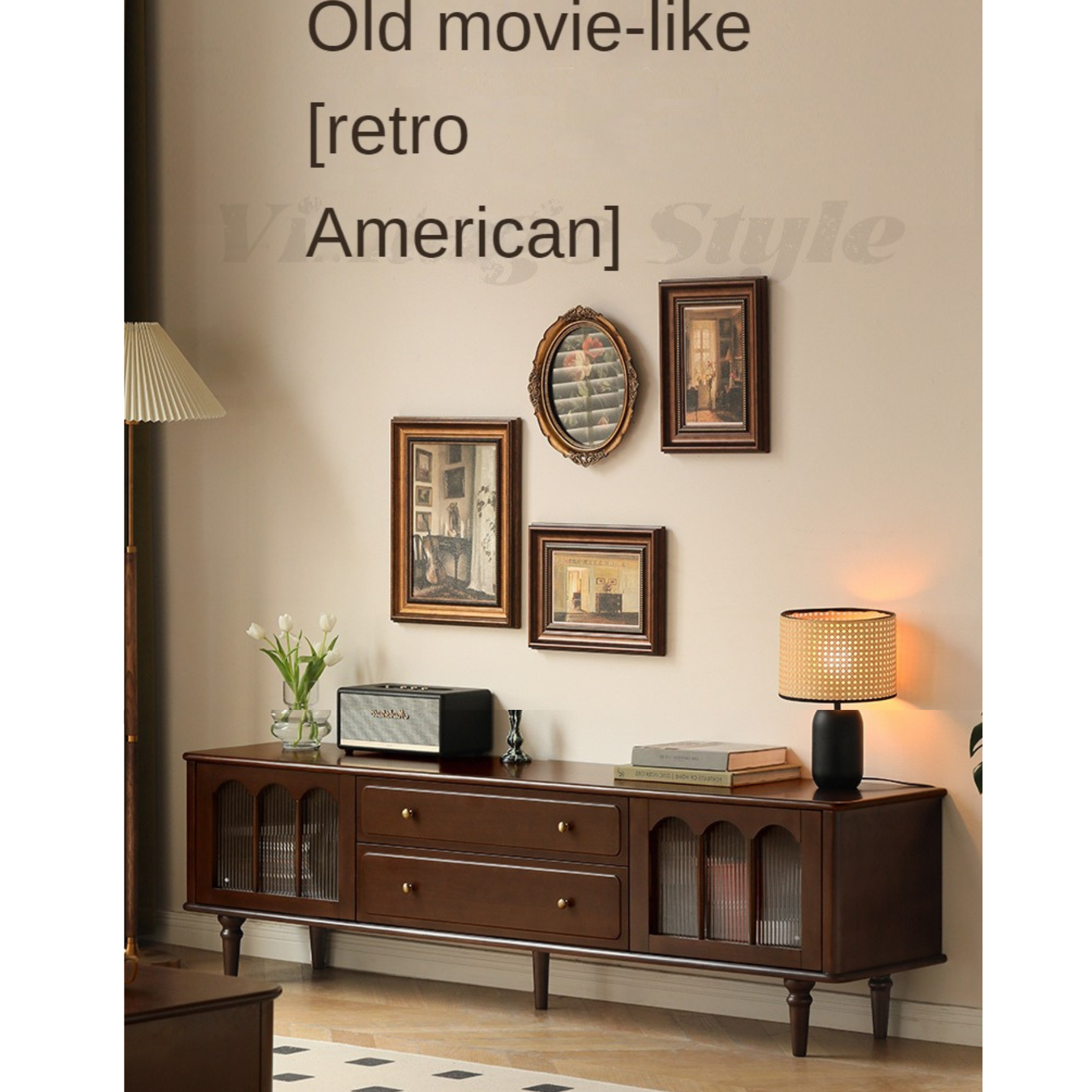 Stylish Poplar Solid Wood TV Stand - American Modern Design for Living Room & Home Theater Setup