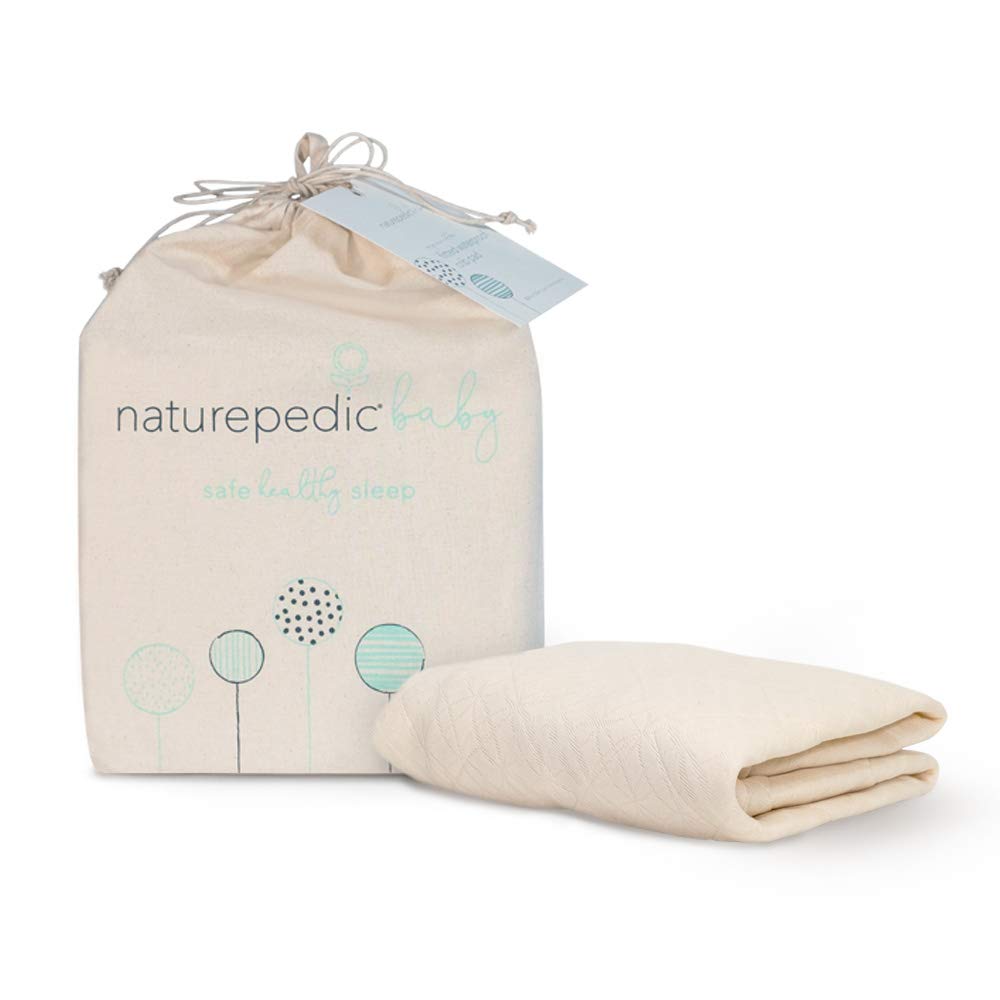 Naturepedic Organic Waterproof Crib Mattress Cover - Hypoallergenic, Breathable & Absorbent Baby Mattress Protector - Fitted Ivory Removable Pad for Toddler Bed - Perfect for Nursery, Daycare & Travel Use