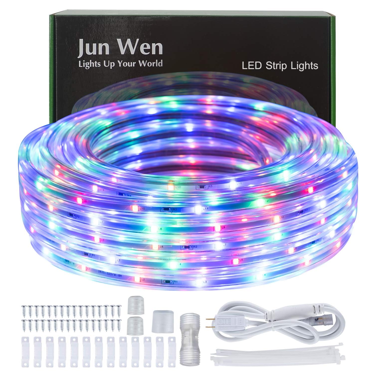 Waterproof Outdoor LED Rope Lights 40FT RGB Color Changing - Flexible 110V Plug-in Lighting for Patio, Garden, Fence, Porch, Walkway & Building Decor - Perfect for Parties, Holidays & Landscape Lighting