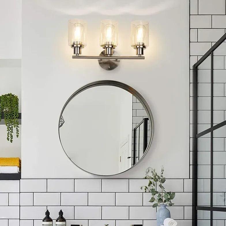 Vintage Nickel Glass Bathroom Wall Sconce Lights - Elegant Antique Style Vanity Lighting for Bathroom, Powder Room & Dressing Area