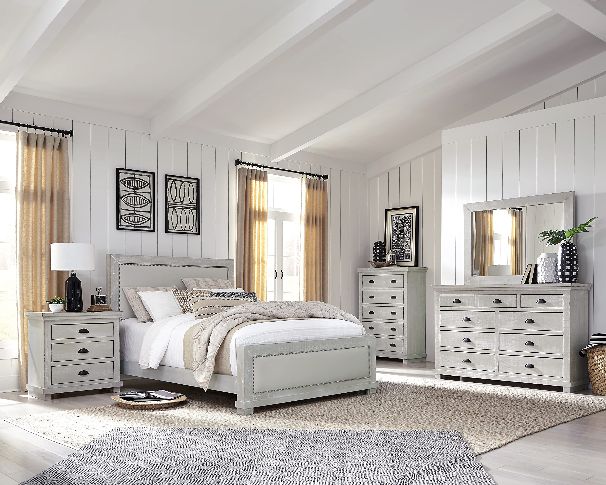 Progressive Willow Nightstand - Modern Grey Bedside Table with Storage Drawer | Perfect for Bedroom, Guest Room, or Dorm Decor