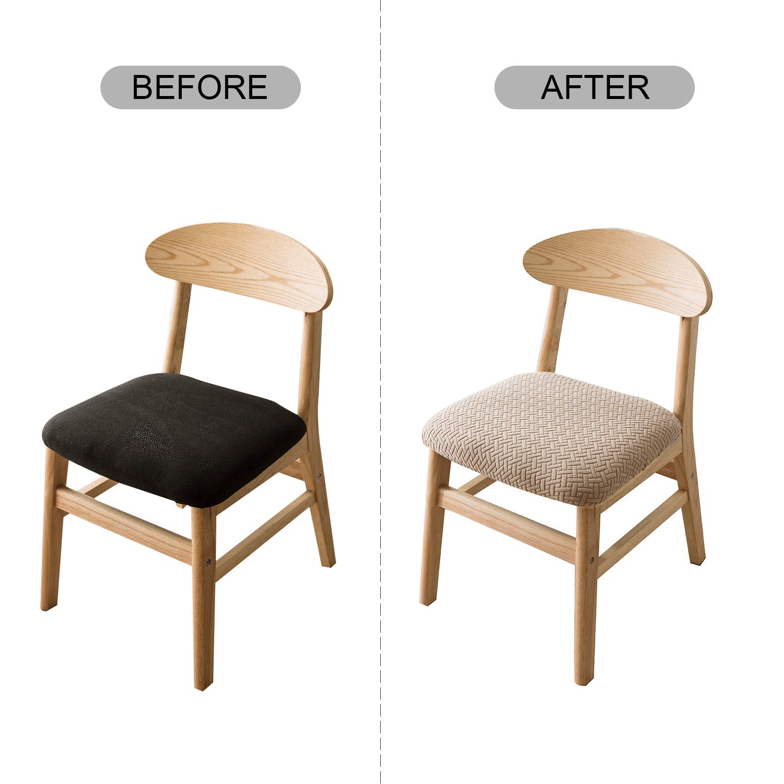 Genina Dining Chair Covers 4-Pack - Khaki for Kitchen & Home Decor
